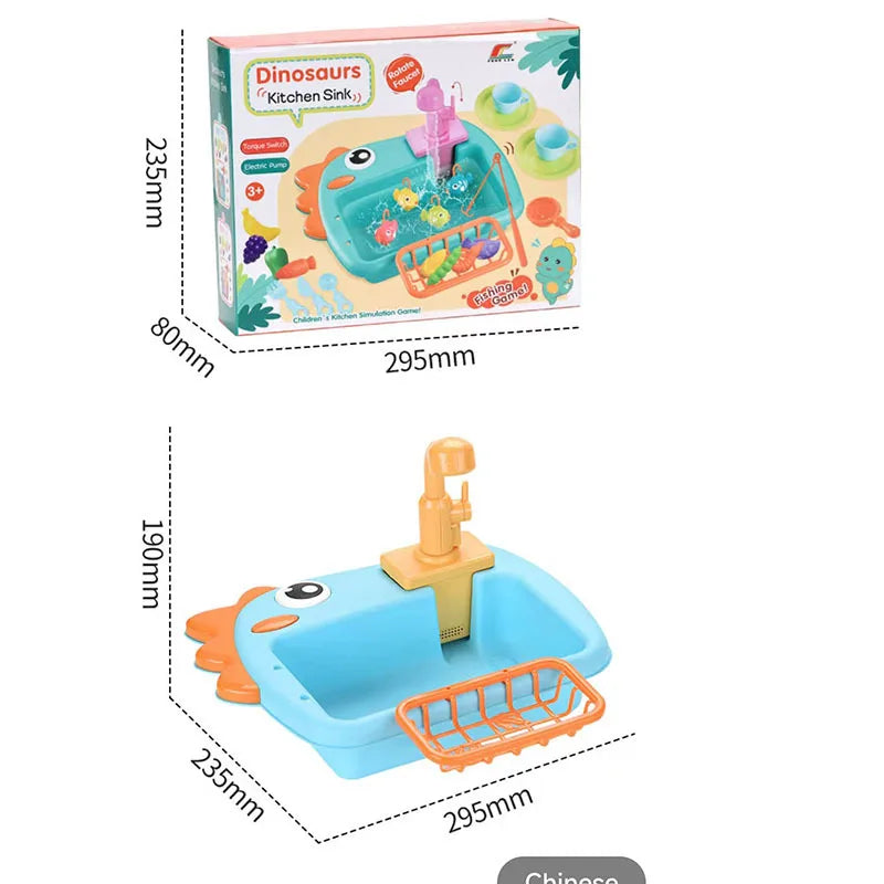 Kitchen Sink Toys Kitchen Toys for Kids with Tableware Accessories Vegetable Fruit Fishing Games for Toddlers Kids Kitchen Play