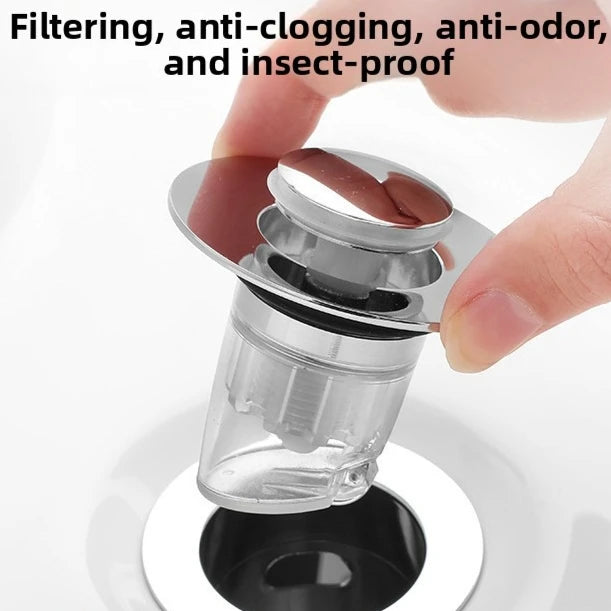 Kitchen Washbasin Sink  ABS Leak Plug Floor Drain Filter Anti Odor Pop-Up Bounce Bounce Core Basin Stopper Hair Sink Strainer