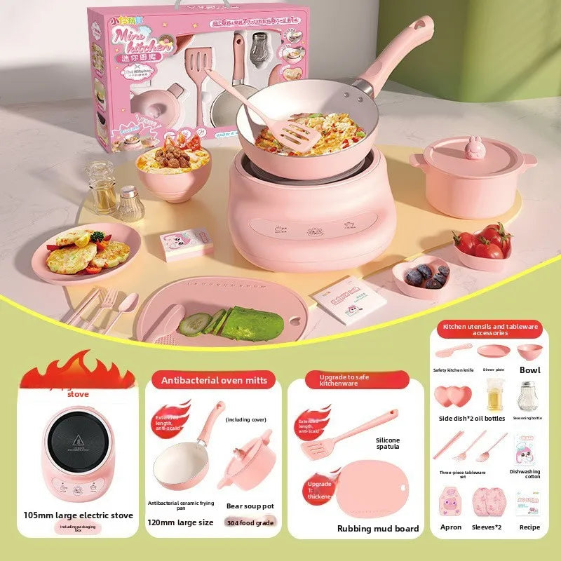 Kitchen Cooking Set with Realistic Cooking Plates for Pretend Play - Deluxe Gift Set