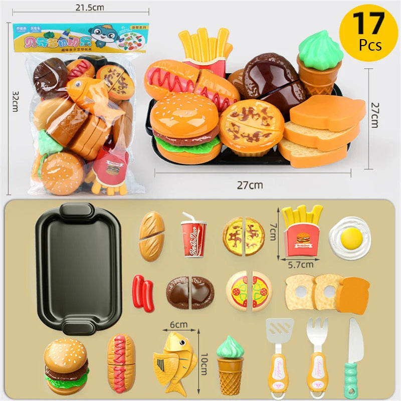 Kitchen Play House Toy Set Simulation Plastic Classic Fruit Vegetable Food Cutting Game Educational Kids Montessori Learning Toy