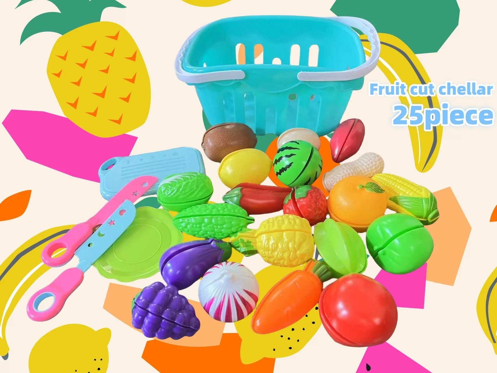 Kids Kitchen Toys Set Play Kitchen Accessories Kit with Play Pots Pans Pretend Food Cooking Toy Toddler Girls Boy Gift