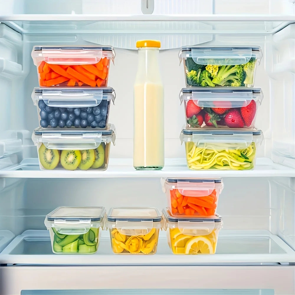 Clear Kitchen Food Storage Container Set - Microwave Safe, Multifunctional Plastic Lunch Box with Lid + 24 Chalkboard Labels
