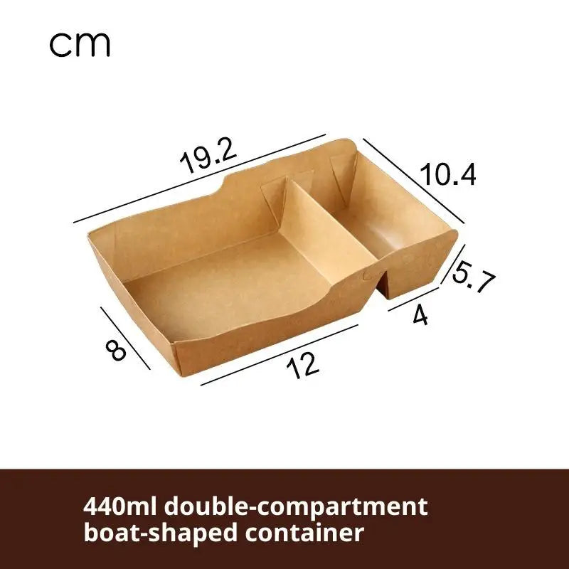 Kraft Paper Serving Tray – Dual-Compartment Food Tray 50pcs