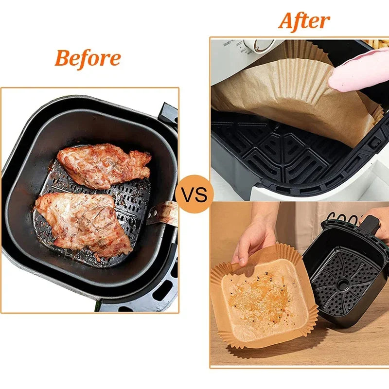 50/30 Pieces Kitchens Accessories Air Fryer Paper Kitchen Utensils Disposable Square Round Pastry Molds BBQ Plate Non-stick Pad