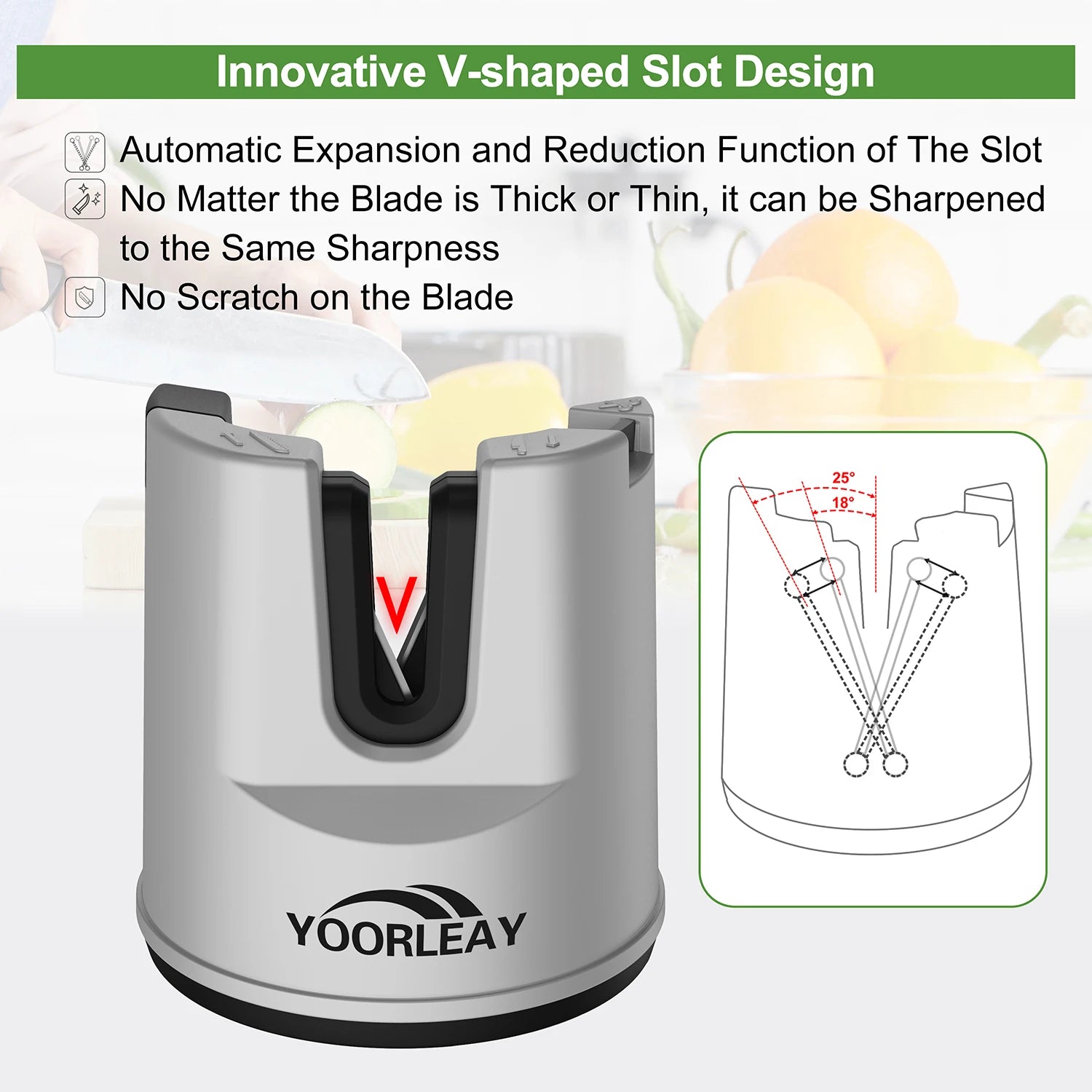 Manual Knife Sharpener – Suction Cup V-Slot for All Knives