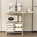 Kitchen Island Cart with 6 Drawers, Rolling Sideboard Cabinet, Dining Room Drawer Cart with Extended Desktop  Kitchen Furniture