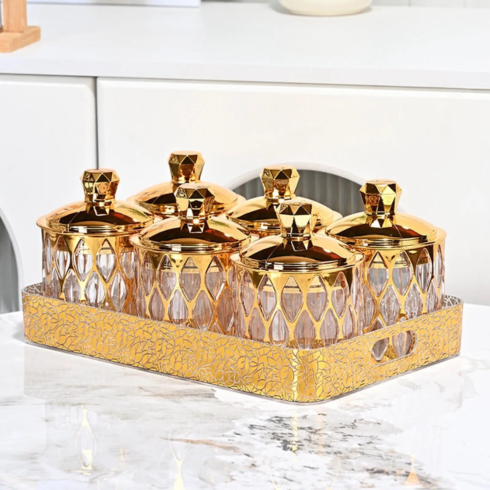 Kitchen Storage Jars Kitchen Counter Decorative with Lids Container Airtight Organizer for Snacks Sugar Coffee Condiment Nuts
