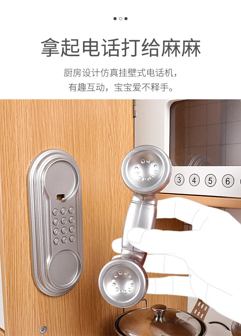 Kitchen Toys Full Set Baby Children Cooking Simulation Refrigerator Kitchenware Set Wooden Wooden