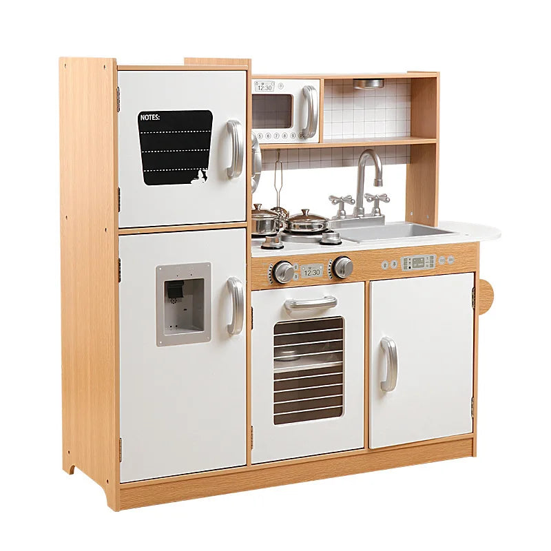 Kitchen Toys Full Set Baby Children Cooking Simulation Refrigerator Kitchenware Set Wooden Wooden