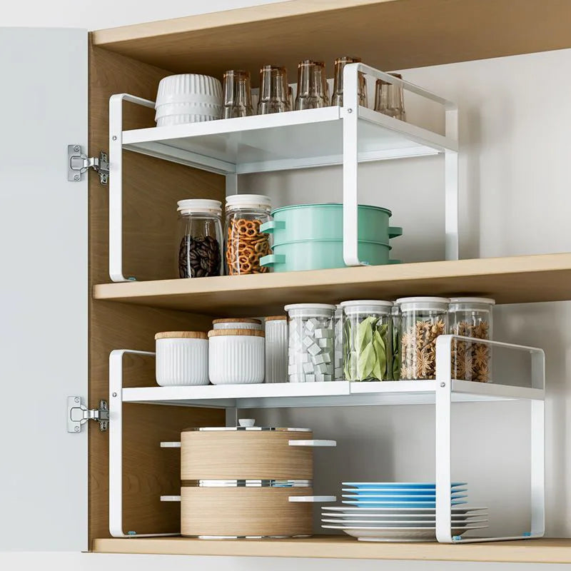 Kitchen Storage Layered Shelf Microwave Rack Standing Countertop Retractable Condiment Oven Organizer Kitchen Accessories