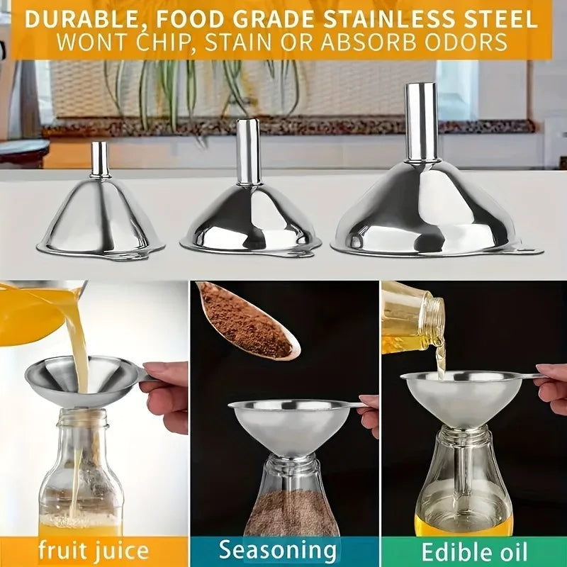 Kitchen Funnel Set – Stainless Steel & Silicone, 3 Styles