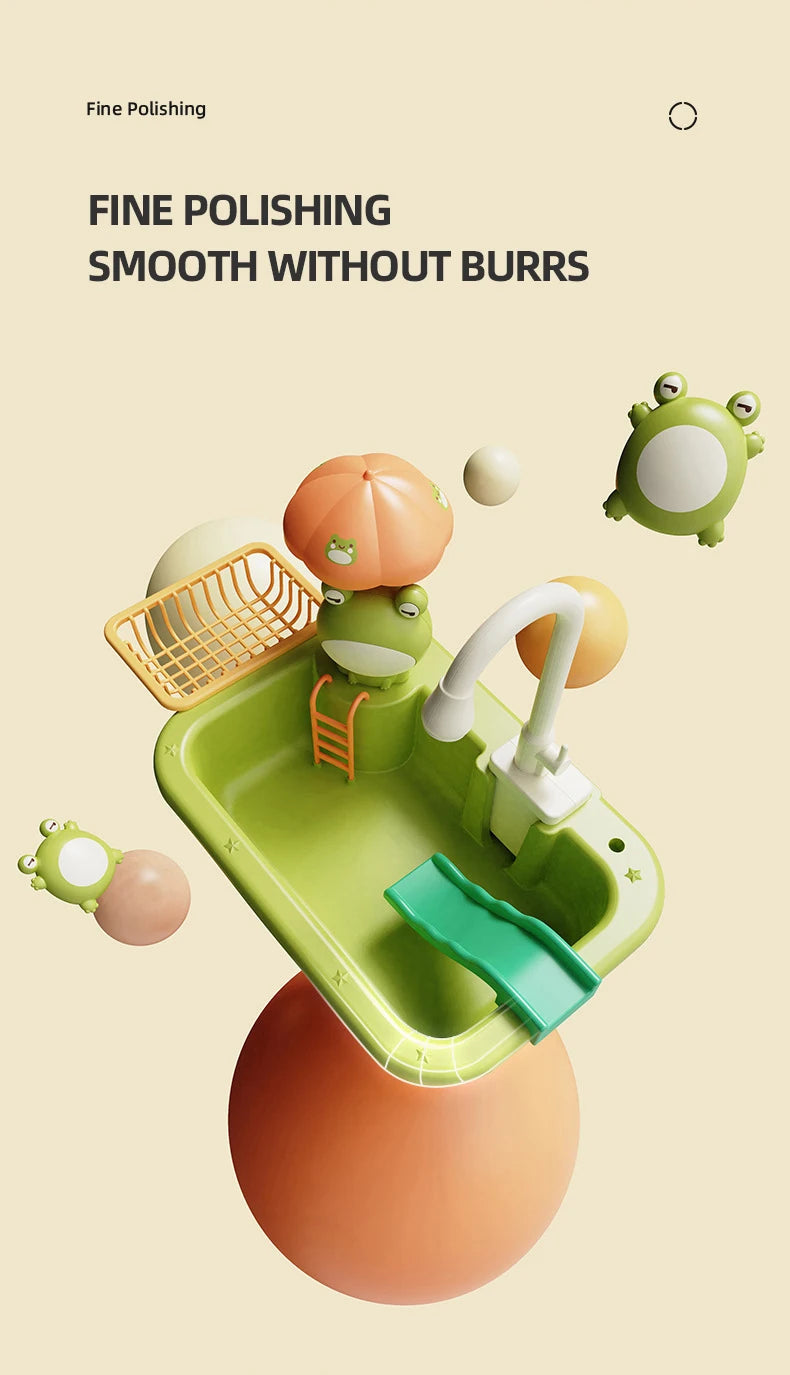 Kitchen Sink Toys Electric Dishwasher Playing Toy With Running Water Pretend Play Food Fishing Kids Toy Role Playing Girls Gifts