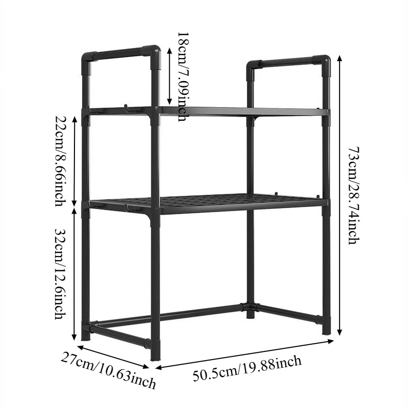Adjustable Kitchen Storage Rack – Microwave & Countertop Shelf