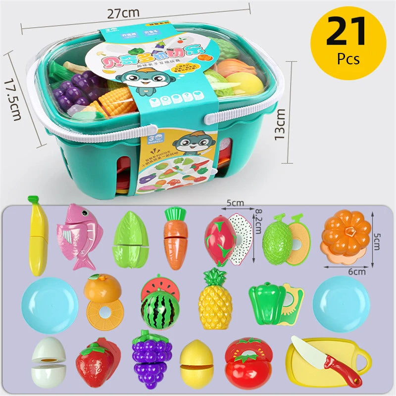 Kitchen Play House Toy Set Simulation Plastic Classic Fruit Vegetable Food Cutting Game Educational Kids Montessori Learning Toy