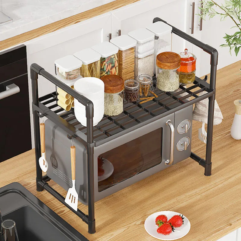 Adjustable Kitchen Storage Rack – Microwave & Countertop Shelf