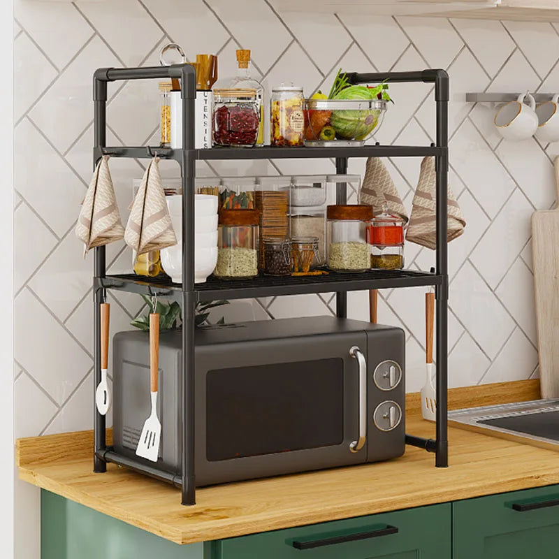 Adjustable Kitchen Storage Rack – Microwave & Countertop Shelf