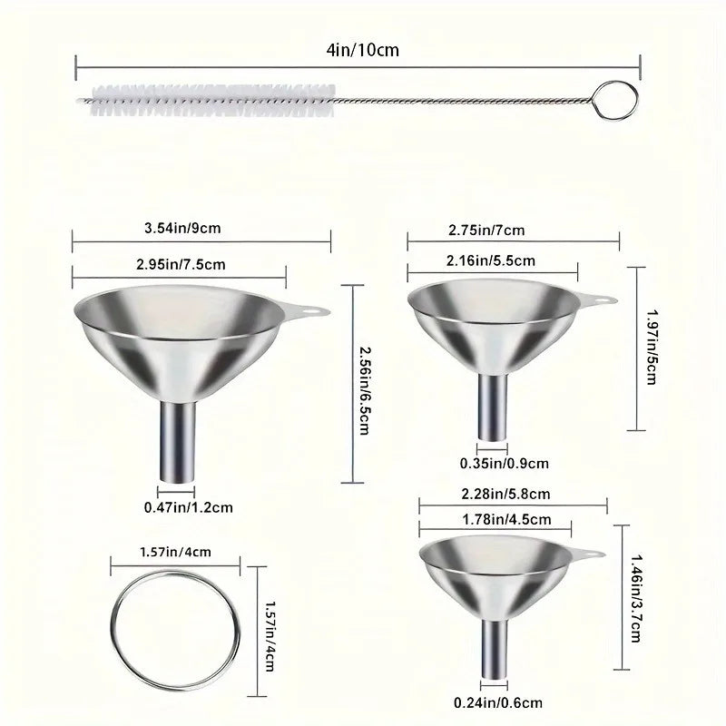 Kitchen Funnel Set – Stainless Steel & Silicone, 3 Styles