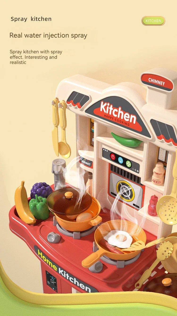 Children Play House Toy Simulation Kitchen Table with Sound Kids Role Play Kitchen Utensils for Girl Cooking Educational Toy Set