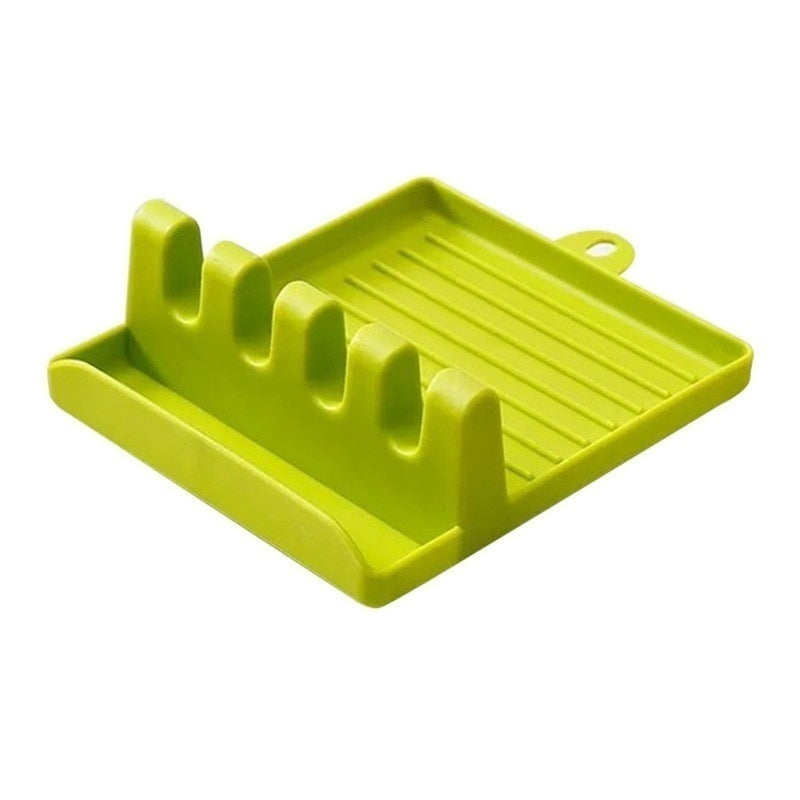 Kitchen Spoon Holders Fork Spatula Rack Shelf Organizer Plastic Chopsticks Holder Non-slip Spoons Pad