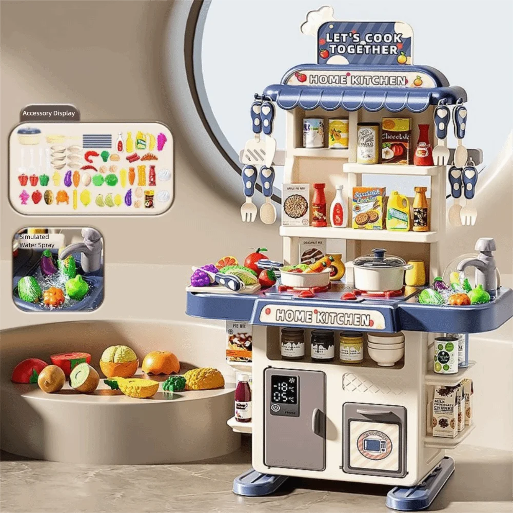 Kitchen Toys Plastic 's Kitchen Set Music Faucet Sink Mini Pretend Play Toy DIY Function Kitchen Counter Play Set Role Play