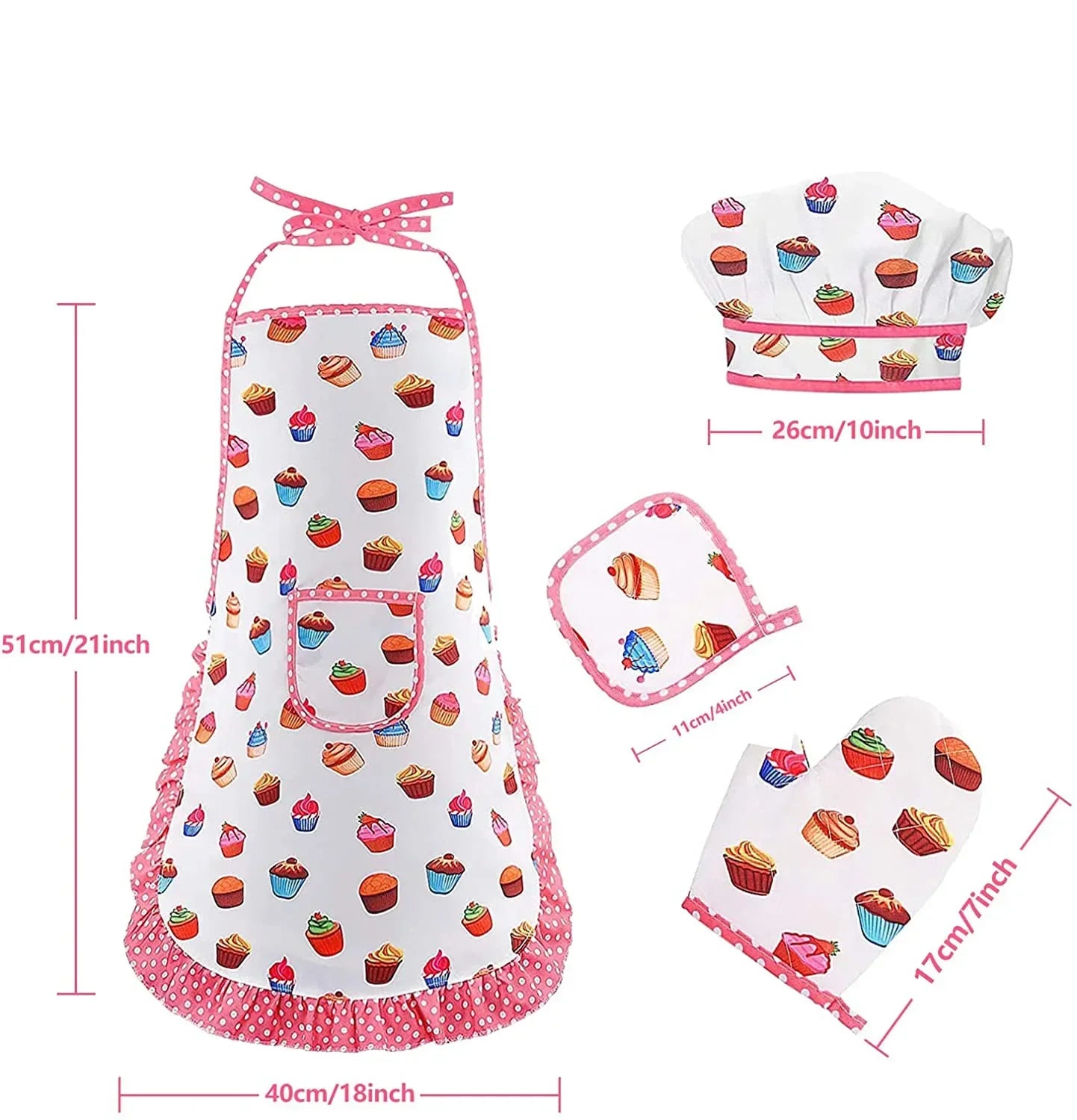 Kitchen Toys Baking Pretend Play Cooking Tools Little Girls Chef Apron Set Pink Costume Educational Dress Up Toys Gift