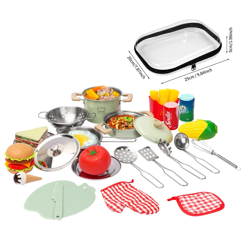 Kitchen Toys Groceries Play Kitchen Kids Set For Kids Jogo De Panela Mini Children's Cooking Kit with Food Cookware Gift