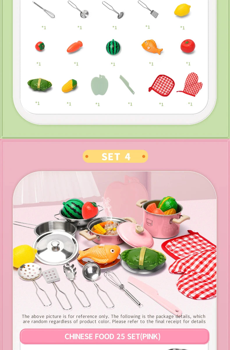 Kitchen Toys Groceries Play Kitchen Kids Set For Kids Jogo De Panela Mini Children's Cooking Kit with Food Cookware Gift