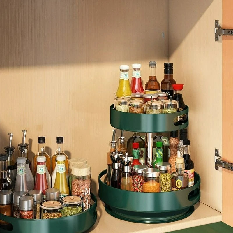 Kitchen Rotating Seasoning Shelf Household Seasoning Round Storage Shelf Modern Simple Wind Kitchen Finishing Rack