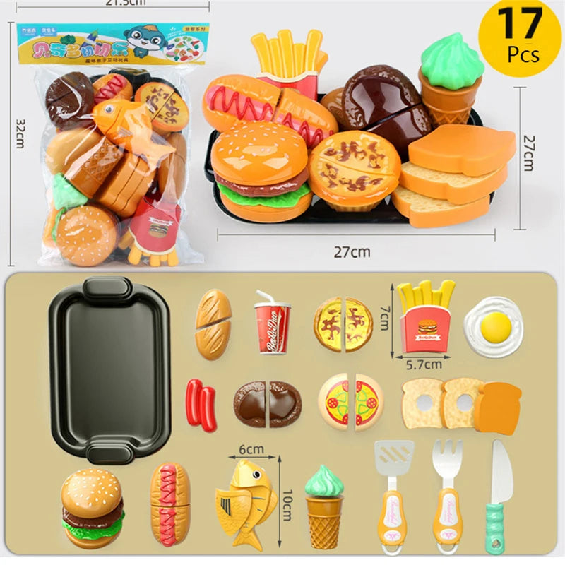 Kitchen Play House Toy Set Simulation Plastic Classic Fruit Vegetable Food Cutting Game Educational Kids Montessori Learning Toy
