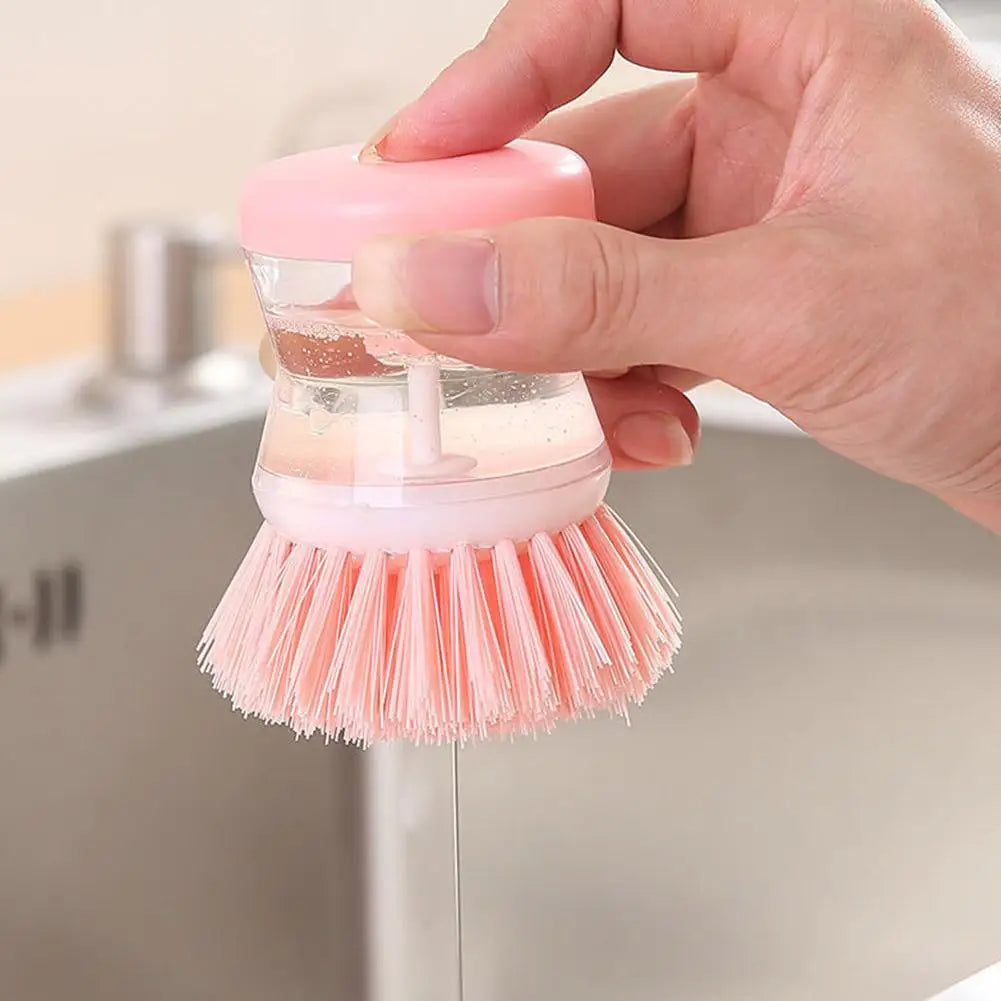 Dish Brush with Soap Dispenser – Automatic Liquid Dispensing Kitchen Scrub Brush