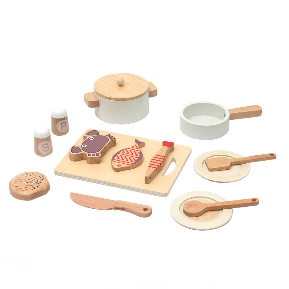 Wooden children's simulation kitchen toys,early education educational toys, simulationpots and pans, food, role-play chef