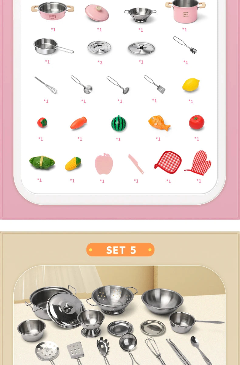 Kitchen Toys Groceries Play Kitchen Kids Set For Kids Jogo De Panela Mini Children's Cooking Kit with Food Cookware Gift