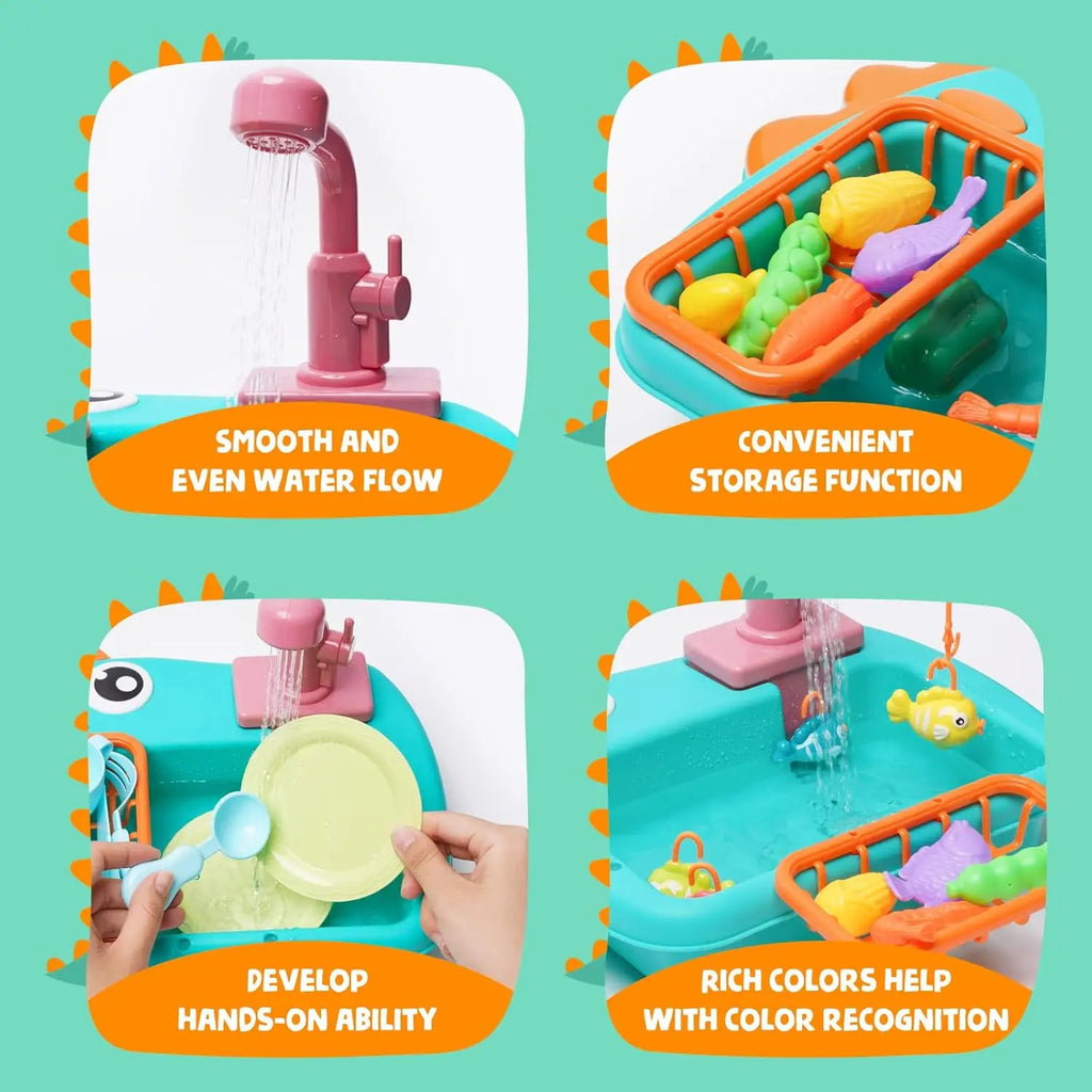 Kitchen Sink Toys Kitchen Toys for Kids with Tableware Accessories Vegetable Fruit Fishing Games for Toddlers Kids Kitchen Play