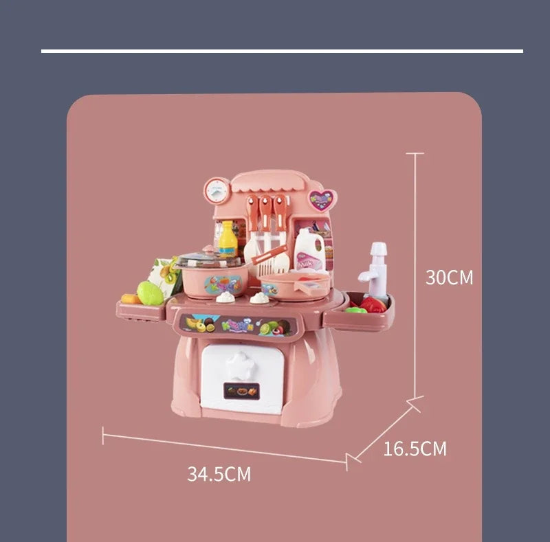 Simulated Kitchen Play Set with Lights & Sounds, Realistic Cooking Game Toy for Kids, Interactive Educational Playset for Toddle