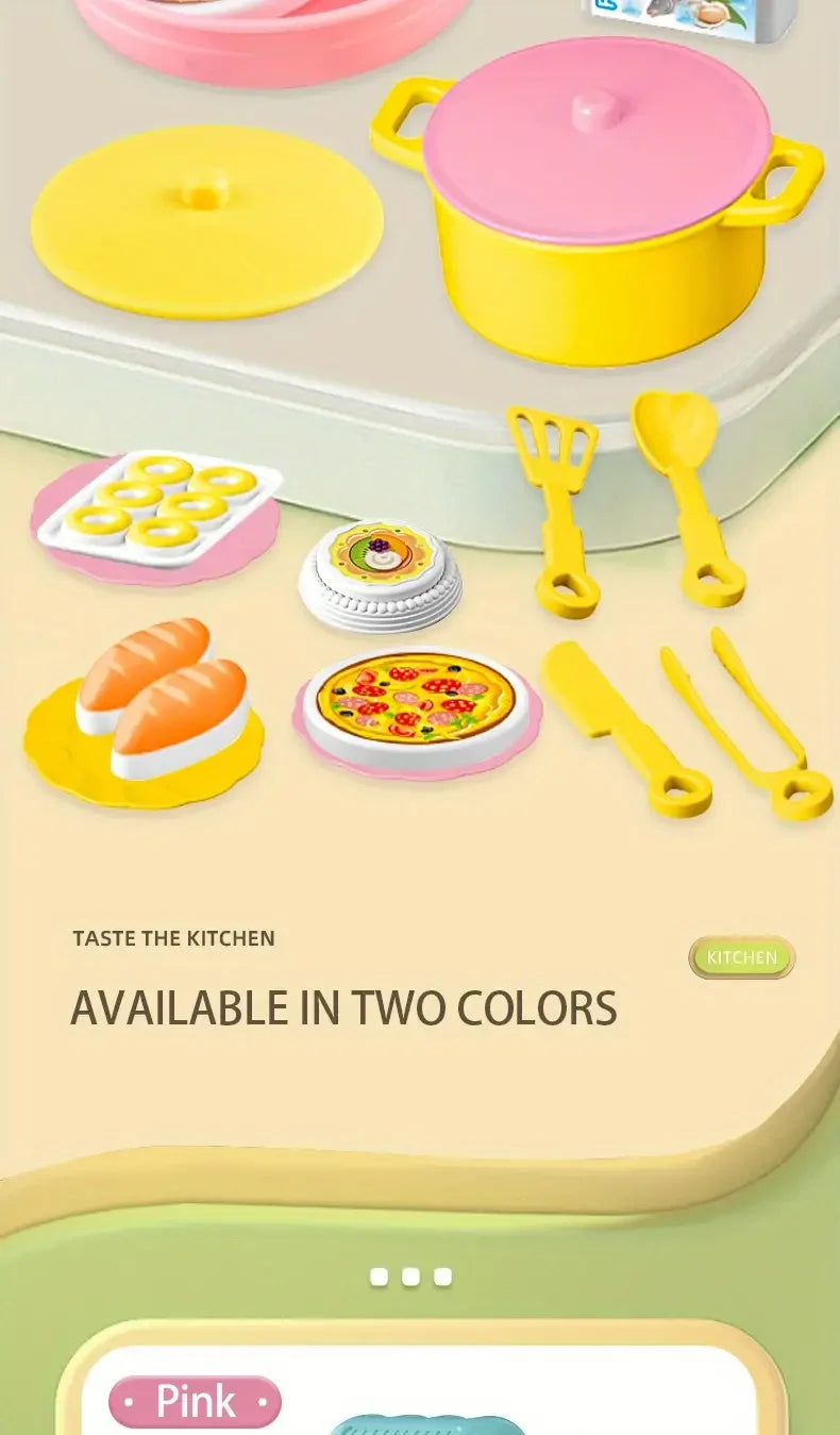 Mini Kitchen Counter Play Set DIY Simulated Cooking Food Tableware Play House Role Play Pretend Game Toy Gift Kid Boy Children