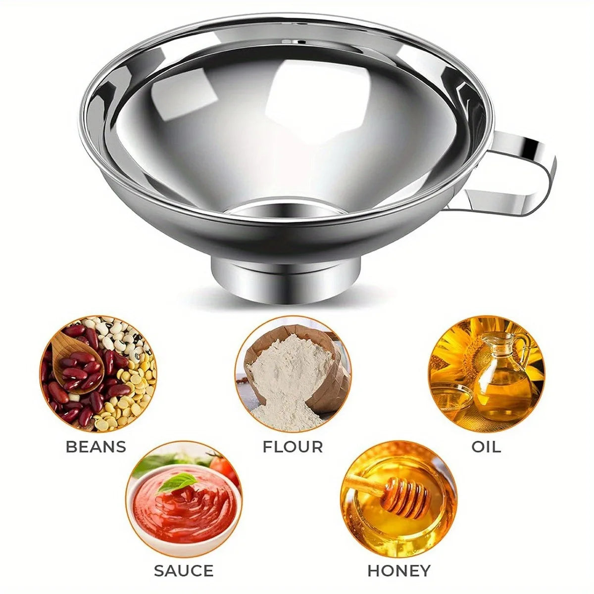 Kitchen Funnel Set – Stainless Steel & Silicone, 3 Styles