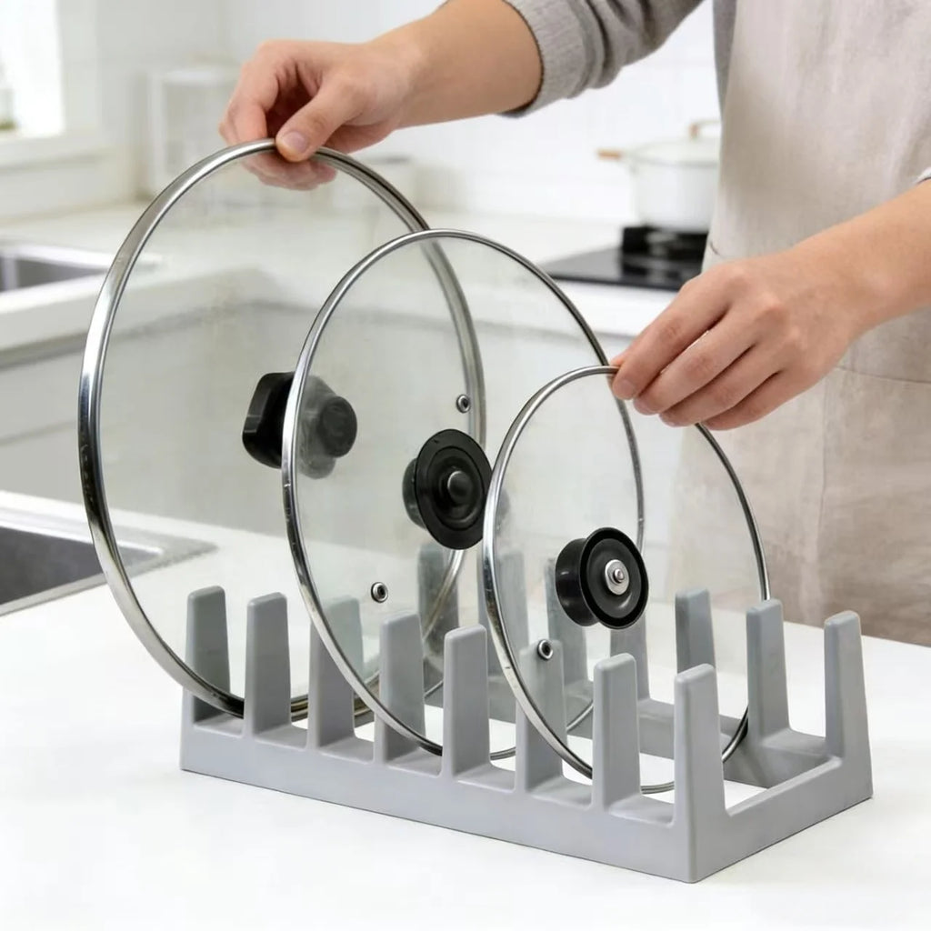 Kitchen pot lid organizer, dish rack, creative desk bookshelf, plate separator and pot lid rack