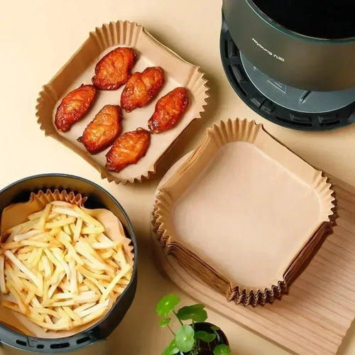 50/30 Pieces Kitchens Accessories Air Fryer Paper Kitchen Utensils Disposable Square Round Pastry Molds BBQ Plate Non-stick Pad