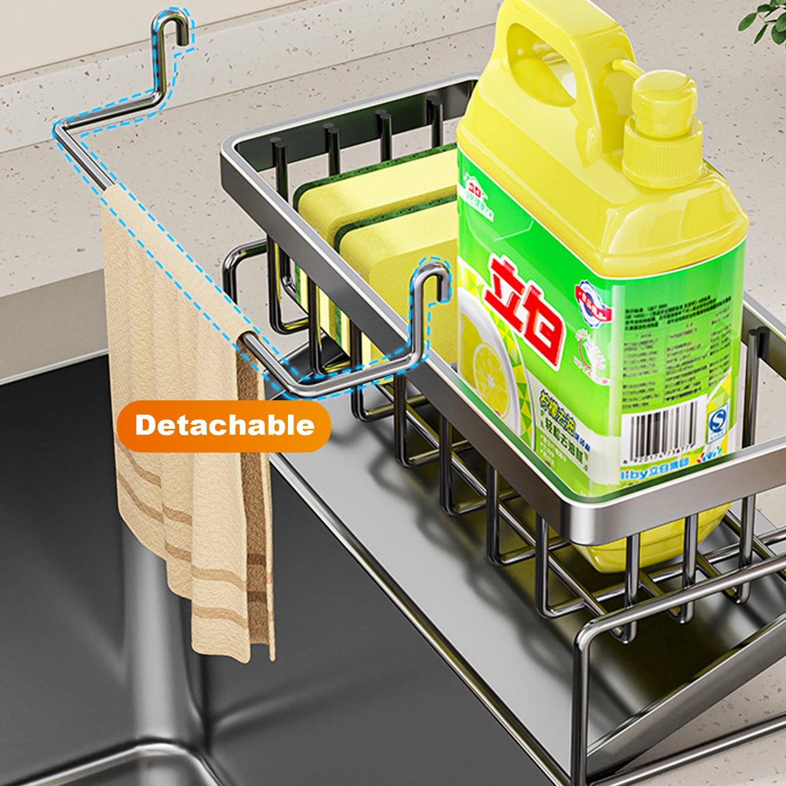 Kitchen Sink Organizer Spice Storage Shelf with Drainage Tap-Mounted Shelf Home Kitchen Accessories