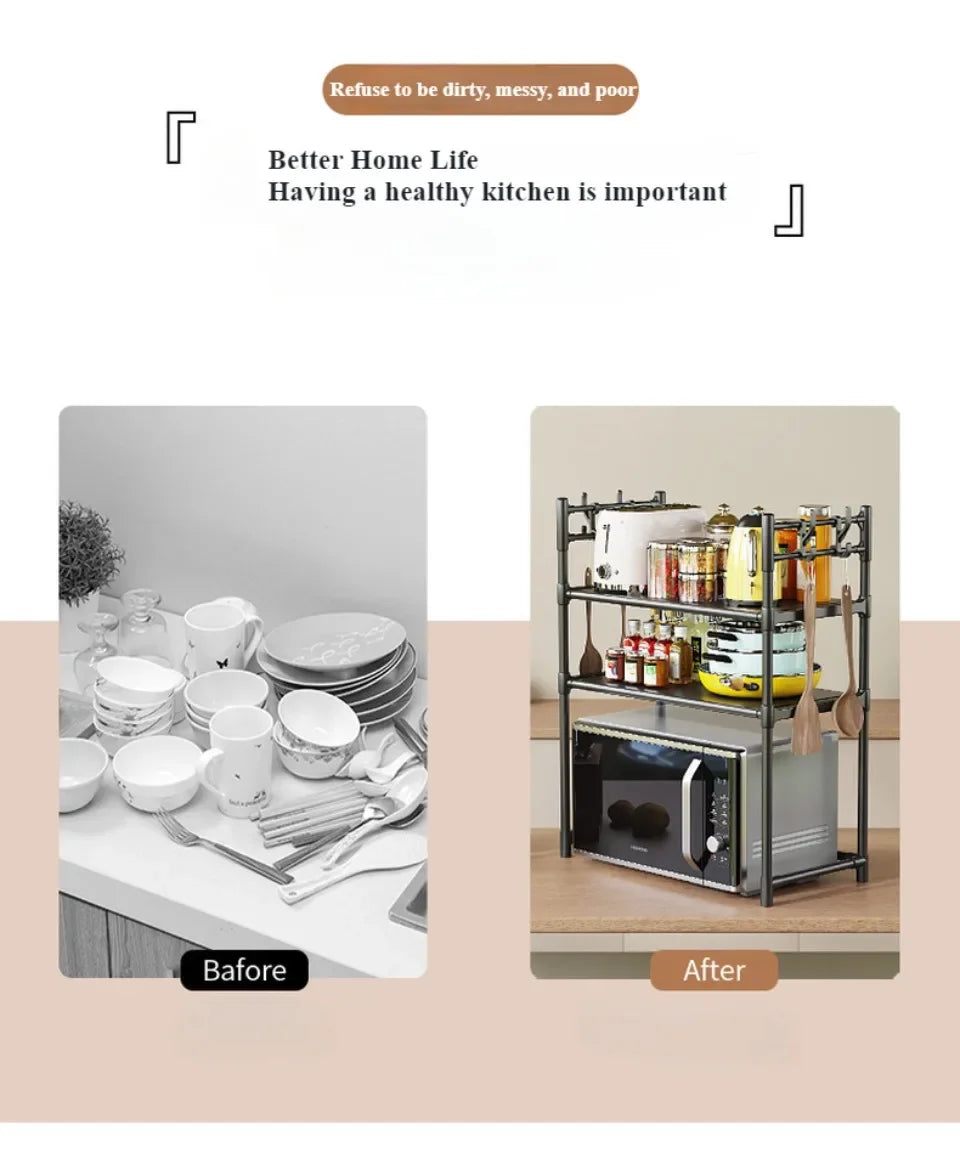 Kitchen Storage Rack Microwave Shelf Multi-Layer Kitchen Countertop Storage Shelf Microwave Stand Seasoning Organizer
