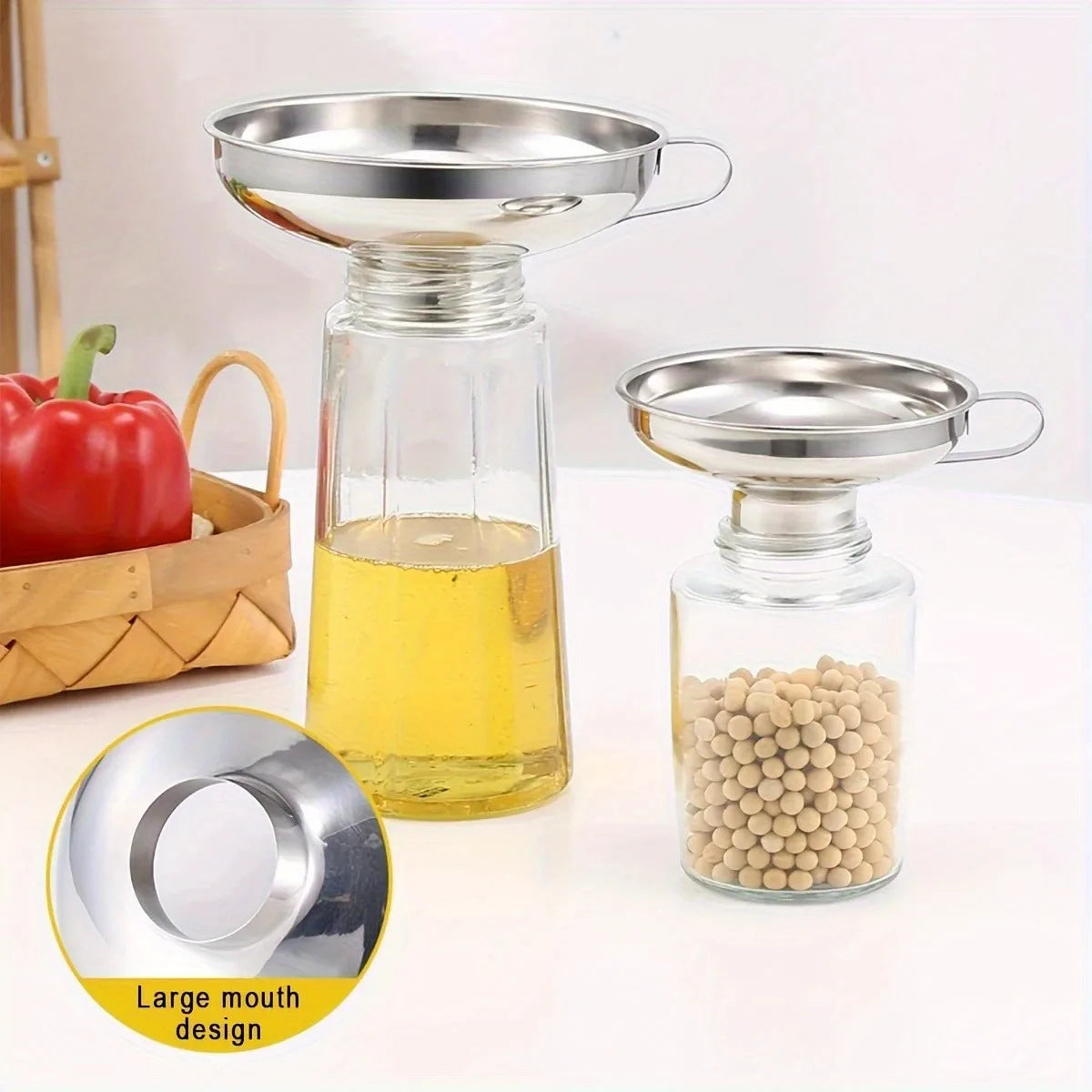 Kitchen Funnel Set – Stainless Steel & Silicone, 3 Styles