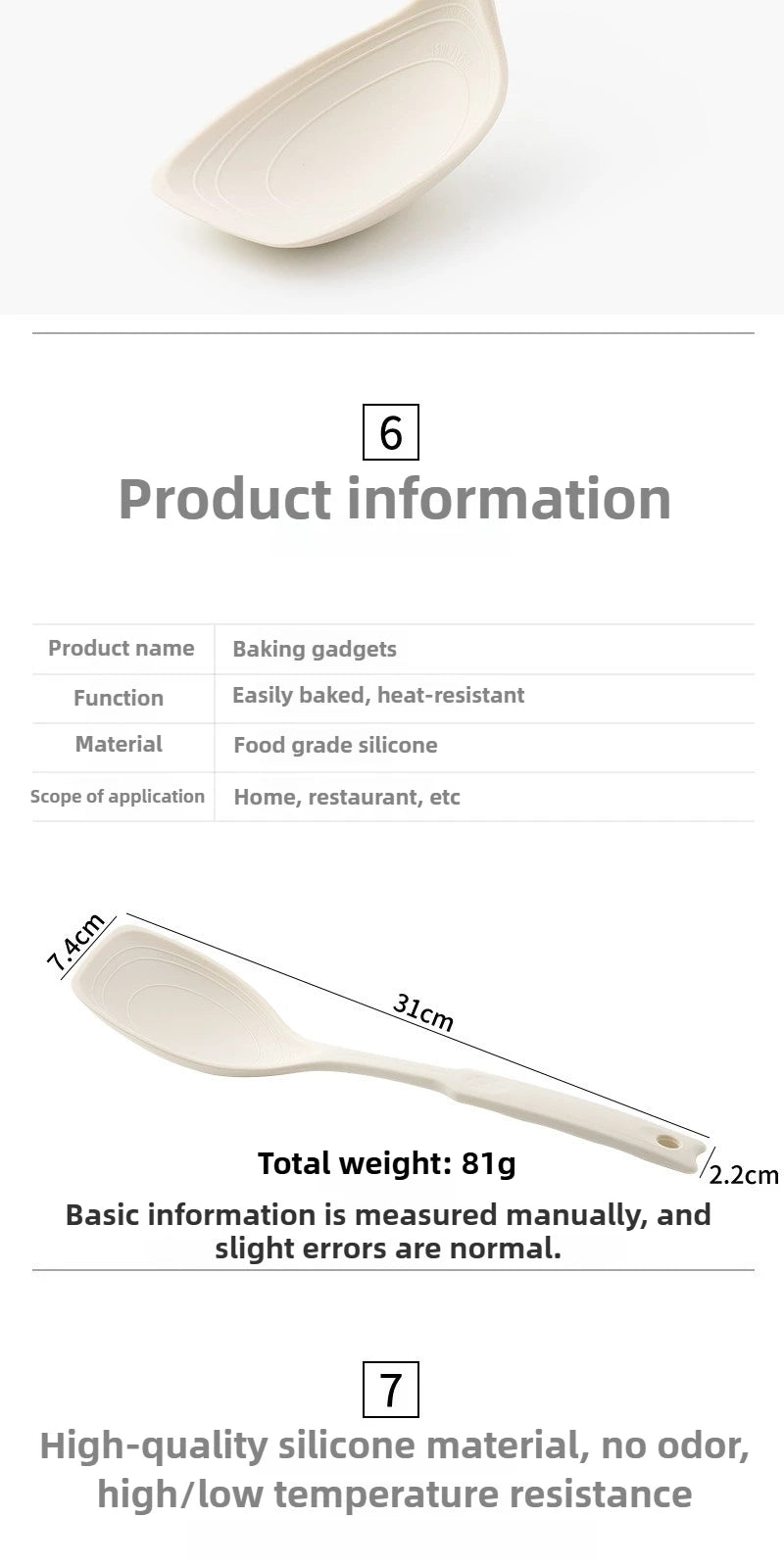 Kitchen Tool Silicone Spoon Multi purpose Grip Comfortable Anti slip Round Handle Large Cookware Tableware Spoon