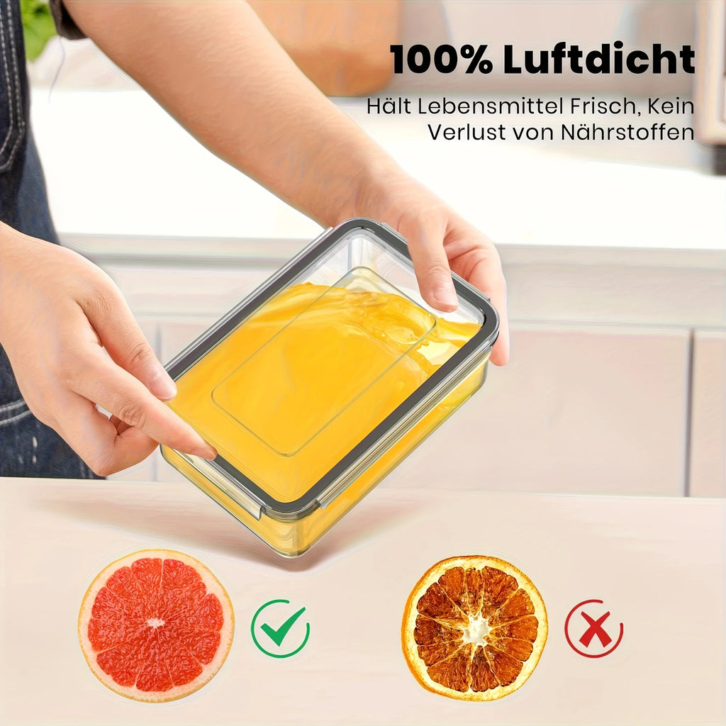 Clear Kitchen Food Storage Container Set - Microwave Safe, Multifunctional Plastic Lunch Box with Lid + 24 Chalkboard Labels