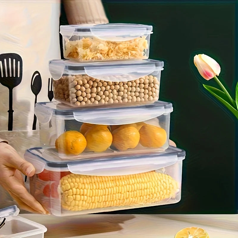 Clear Kitchen Food Storage Container Set - Microwave Safe, Multifunctional Plastic Lunch Box with Lid + 24 Chalkboard Labels