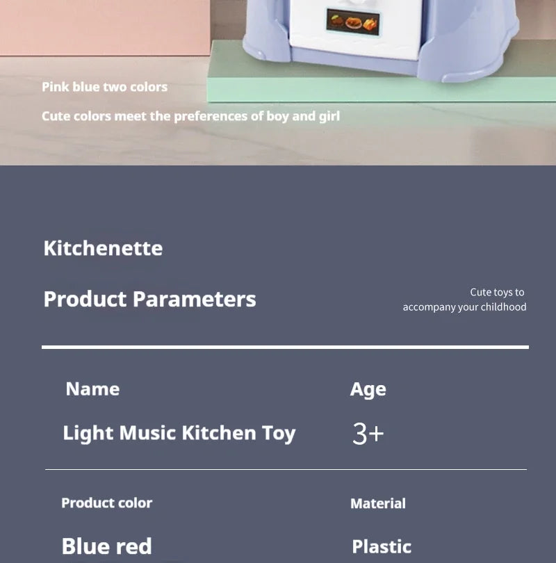 Simulated Kitchen Play Set with Lights & Sounds, Realistic Cooking Game Toy for Kids, Interactive Educational Playset for Toddle
