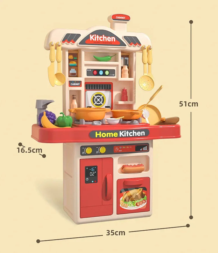 Children Play House Toy Simulation Kitchen Table with Sound Kids Role Play Kitchen Utensils for Girl Cooking Educational Toy Set
