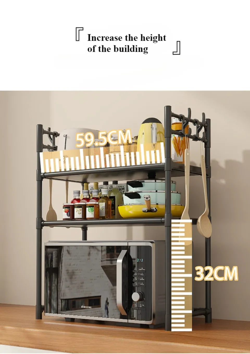 Kitchen Storage Rack Microwave Shelf Multi-Layer Kitchen Countertop Storage Shelf Microwave Stand Seasoning Organizer