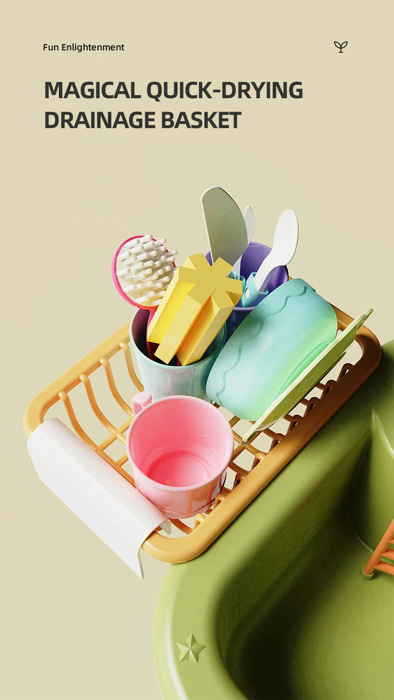 Kitchen Sink Toys Electric Dishwasher Playing Toy With Running Water Pretend Play Food Fishing Kids Toy Role Playing Girls Gifts