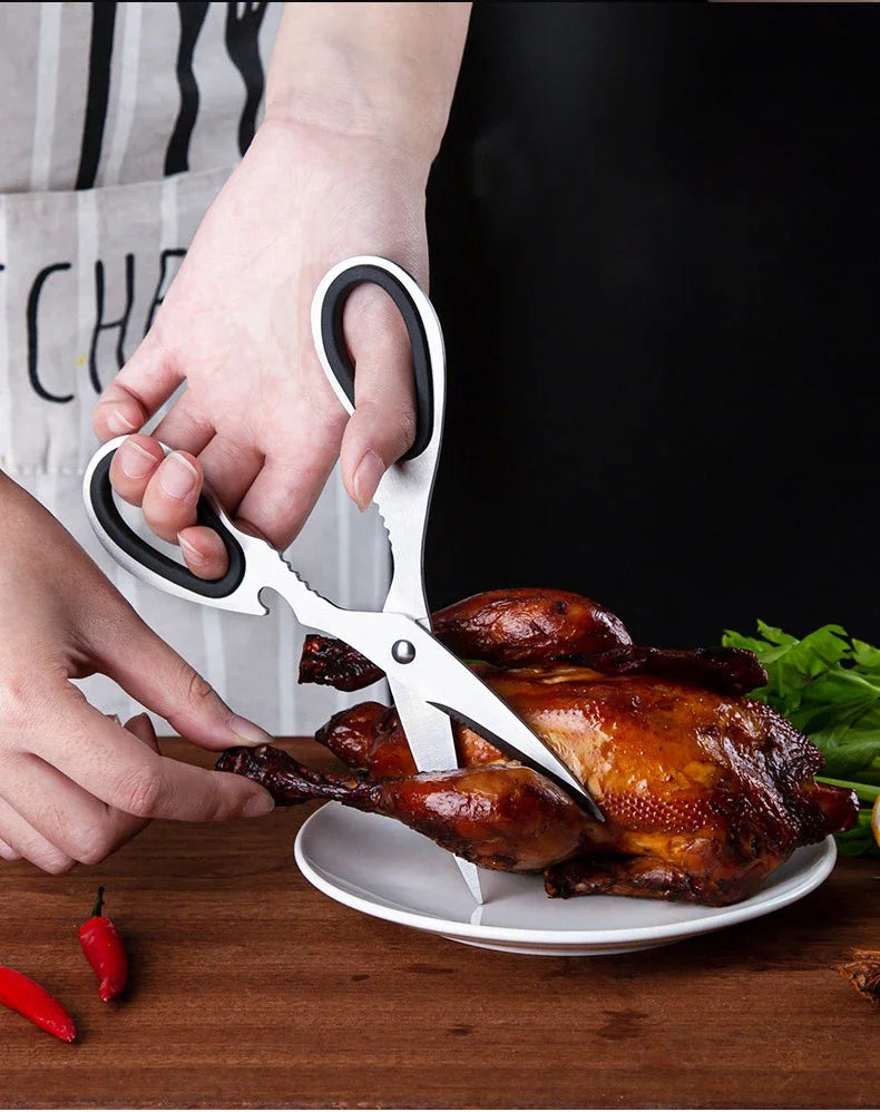 Stainless Steel Kitchen Scissors Household Bone Scissors Chicken Wings Fish Chopper Bottle Opener Walnut Clip Kitchen Tools