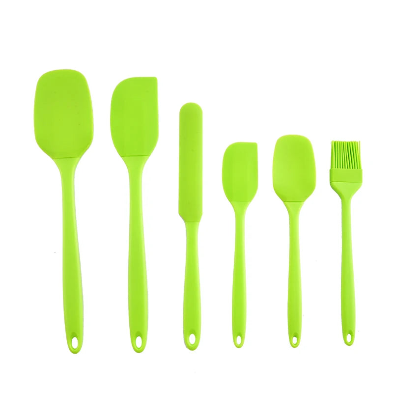 Silicone kitchenware 6-piece set, cream  scraper, spatula, oil brush, size scraper set baking tool，Non-integrated hand